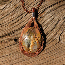 Load image into Gallery viewer, Graveyard Point Plume Agate and Hammered Copper Pendant (HCP 1001)