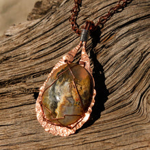 Load image into Gallery viewer, Graveyard Point Plume Agate and Hammered Copper Pendant (HCP 1001)