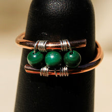 Load image into Gallery viewer, Copper Ring with Malachite Beads (CR 1009)