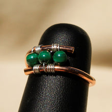 Load image into Gallery viewer, Copper Ring with Malachite Beads (CR 1009)