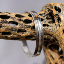 Load image into Gallery viewer, Sterling Silver Spinner Bangle Bracelet w/ Tiger's Eye Cabochons (SB 1010)