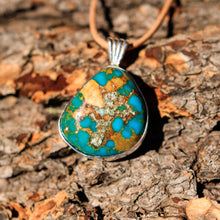 Load image into Gallery viewer, Turquoise (Kingman, Az) Cabochon and Sterling Silver Pendant (SSP 1004)