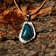 Load image into Gallery viewer, Chrysocolla (Gem Silica) Cabochon and Sterling Silver Pendant (SSP 1028)