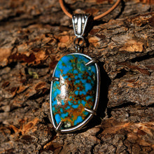 Load image into Gallery viewer, Turquoise (Kingman, Az) Cabochon and Sterling Silver Pendant (SSP 1042)