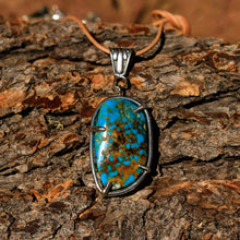 Load image into Gallery viewer, Turquoise (Kingman, Az) Cabochon and Sterling Silver Pendant (SSP 1042)