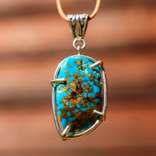 Load image into Gallery viewer, Turquoise (Kingman, Az) Cabochon and Sterling Silver Pendant (SSP 1042)
