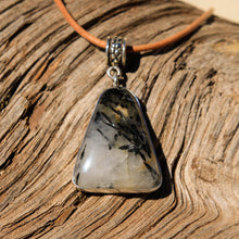 Load image into Gallery viewer, Black Tourmaline and Quartz Cabochon and Sterling Silver Pendant (SSP 1072)