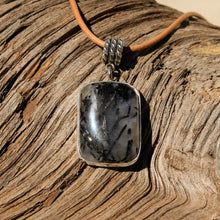 Load image into Gallery viewer, Black Tourmaline and Quartz Cabochon and Sterling Silver Pendant (SSP 1073)