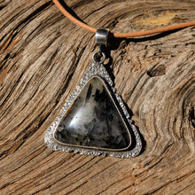 Load image into Gallery viewer, Black Tourmaline and Quartz Cabochon and Sterling Silver Pendant (SSP 1074)