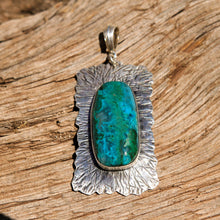 Load image into Gallery viewer, Chrysocolla (Gem Silica) Cabochon and Sterling Silver Pendant (SSP 1159)