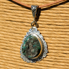Load image into Gallery viewer, Chrysocolla Druzy (Gem Silica) Cabochon and Sterling Silver Pendant (SSP 1163)