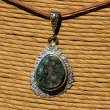 Load image into Gallery viewer, Chrysocolla Druzy (Gem Silica) Cabochon and Sterling Silver Pendant (SSP 1163)