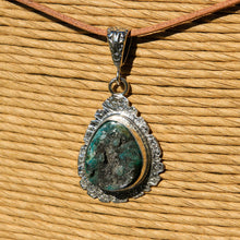 Load image into Gallery viewer, Chrysocolla Druzy (Gem Silica) Cabochon and Sterling Silver Pendant (SSP 1163)