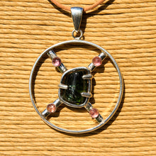 Load image into Gallery viewer, Pink and Green Tourmaline Cabochons and Sterling Silver Pendant (SSP 1169)