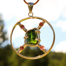 Load image into Gallery viewer, Pink and Green Tourmaline Cabochons and Sterling Silver Pendant (SSP 1169)