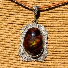 Load image into Gallery viewer, Fire Agate Cabochon and Sterling Silver Pendant (SSP 1173)