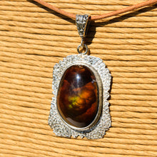 Load image into Gallery viewer, Fire Agate Cabochon and Sterling Silver Pendant (SSP 1173)