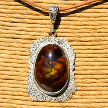 Load image into Gallery viewer, Fire Agate Cabochon and Sterling Silver Pendant (SSP 1173)