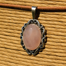 Load image into Gallery viewer, Rose Quartz Cabochon and Sterling Silver Pendant (SSP 1176)