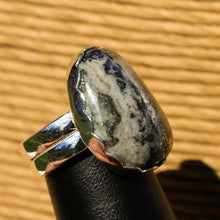 Load image into Gallery viewer, Silver Ore in Quartz Cabochon and Sterling Silver Ring (SSR 1032)