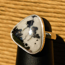 Load image into Gallery viewer, Silver Ore in Quartz Cabochon and Sterling Silver Ring (SSR 1033)