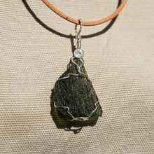 Load image into Gallery viewer, Moldavite and Sterling Silver Wire Wrap Pendant (SSWW 1001)