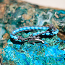 Load image into Gallery viewer, Turquoise (Howlite) Bead and Leather Wrap Bracelet (WB 14)