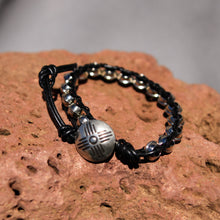 Load image into Gallery viewer, Metal Bead and Leather Wrap Bracelet (WB 17)