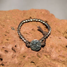Load image into Gallery viewer, Metal Bead and Leather Wrap Bracelet (WB 20)