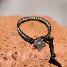 Load image into Gallery viewer, Metal Bead and Leather Wrap Bracelet (WB 21)