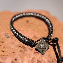 Load image into Gallery viewer, Metal Bead and Leather Wrap Bracelet (WB 21)
