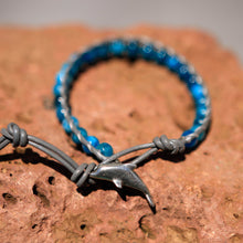 Load image into Gallery viewer, Apatite Bead and Leather Wrap Bracelet (WB 23)