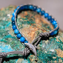 Load image into Gallery viewer, Apatite Bead and Leather Wrap Bracelet (WB 23)