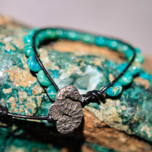 Load image into Gallery viewer, Amazonite Bead and Leather Wrap Bracelet (WB 24)