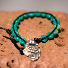 Load image into Gallery viewer, Amazonite Bead and Leather Wrap Bracelet (WB 24)