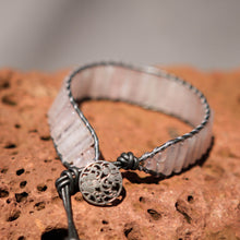 Load image into Gallery viewer, Rose Quartz Bead and Leather Wrap Bracelet (WB 28)