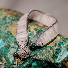 Load image into Gallery viewer, Rose Quartz Bead and Leather Wrap Bracelet (WB 28)