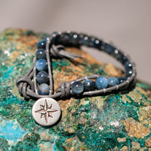 Load image into Gallery viewer, Kyanite Bead and Leather Wrap Bracelet (WB 30)