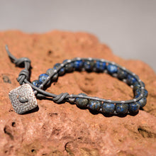 Load image into Gallery viewer, Sodalite Bead and Leather Wrap Bracelet (WB 31)