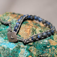 Load image into Gallery viewer, Sodalite Bead and Leather Wrap Bracelet (WB 31)