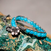Load image into Gallery viewer, Amazonite Bead and Leather Wrap Bracelet (WB 33)