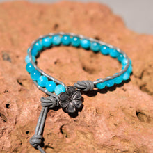 Load image into Gallery viewer, Amazonite Bead and Leather Wrap Bracelet (WB 33)