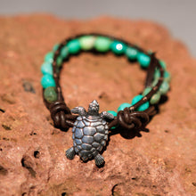 Load image into Gallery viewer, Chrysoprase Bead and Leather Wrap Bracelet (WB 34)
