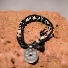 Load image into Gallery viewer, Dalmation Jasper Bead and Leather Wrap Bracelet (WB 37)