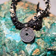 Load image into Gallery viewer, Dalmation Jasper Bead and Leather Wrap Bracelet (WB 37)