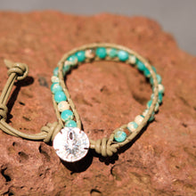 Load image into Gallery viewer, Peruvian Opal Bead and Leather Wrap Bracelet (WB 39)