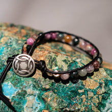 Load image into Gallery viewer, Tourmaline Bead and Leather Wrap Bracelet (WB 40)