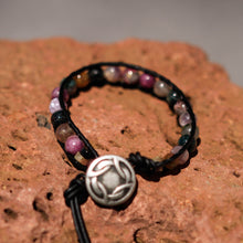Load image into Gallery viewer, Tourmaline Bead and Leather Wrap Bracelet (WB 40)