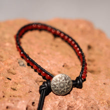 Load image into Gallery viewer, Carnelian Bead and Leather Wrap Bracelet (WB 46)