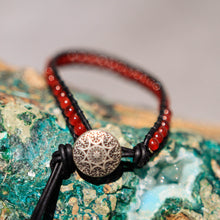 Load image into Gallery viewer, Carnelian Bead and Leather Wrap Bracelet (WB 46)